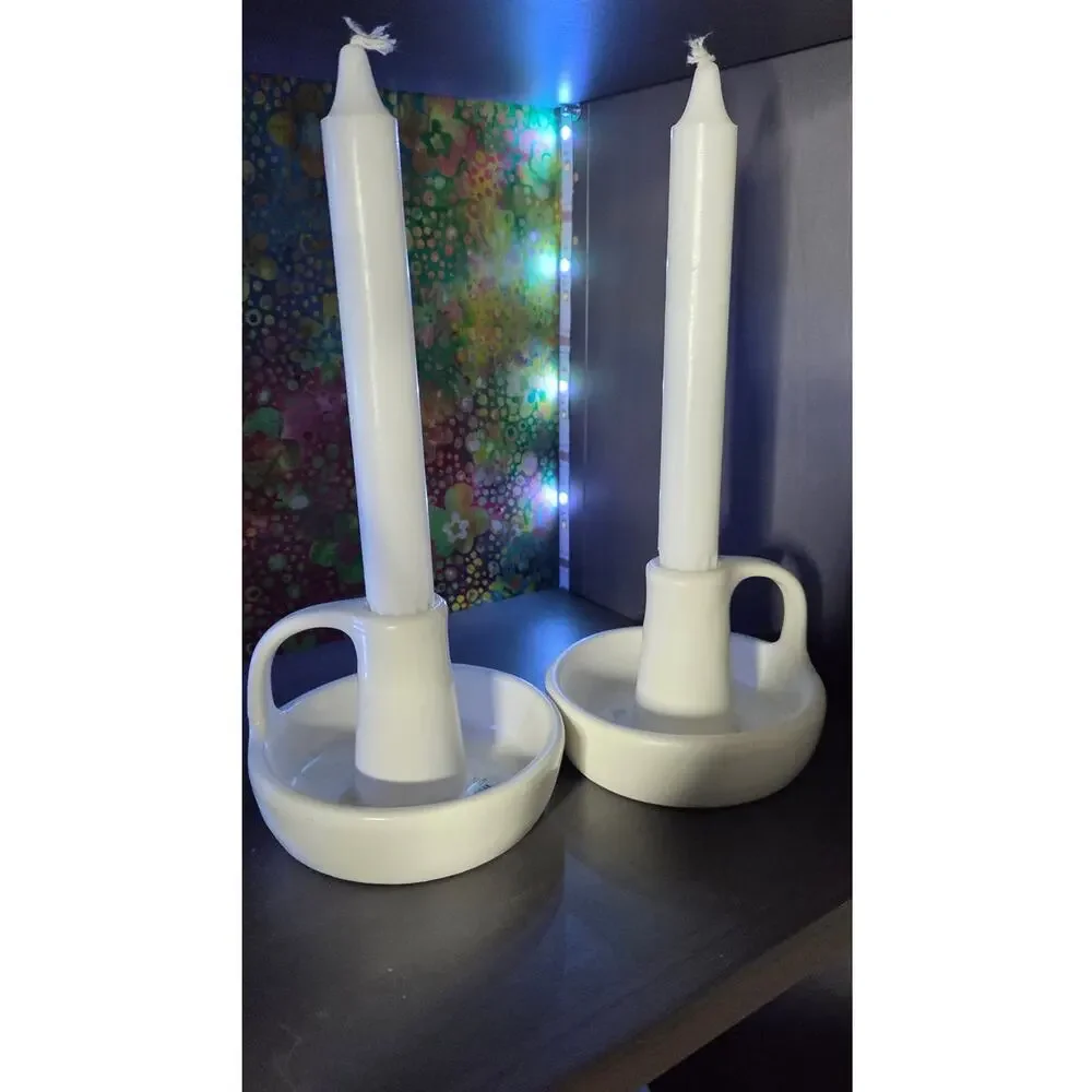 Pair Ikea Candle Holders White